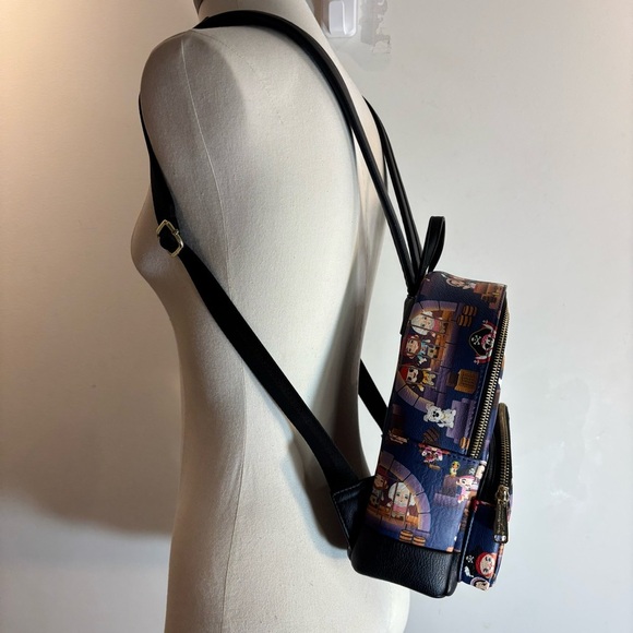 LOUNGEFLY DISNEY Mini Backpack with Pirates Of The Caribbean Cartoon Style Print - Picture 7 of 12